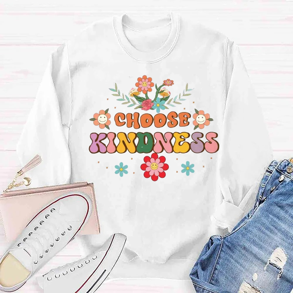 Choose Kindness Floral Face Sweatshirt