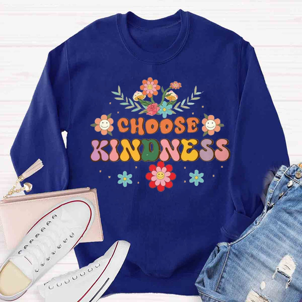 Choose Kindness Floral Face Sweatshirt