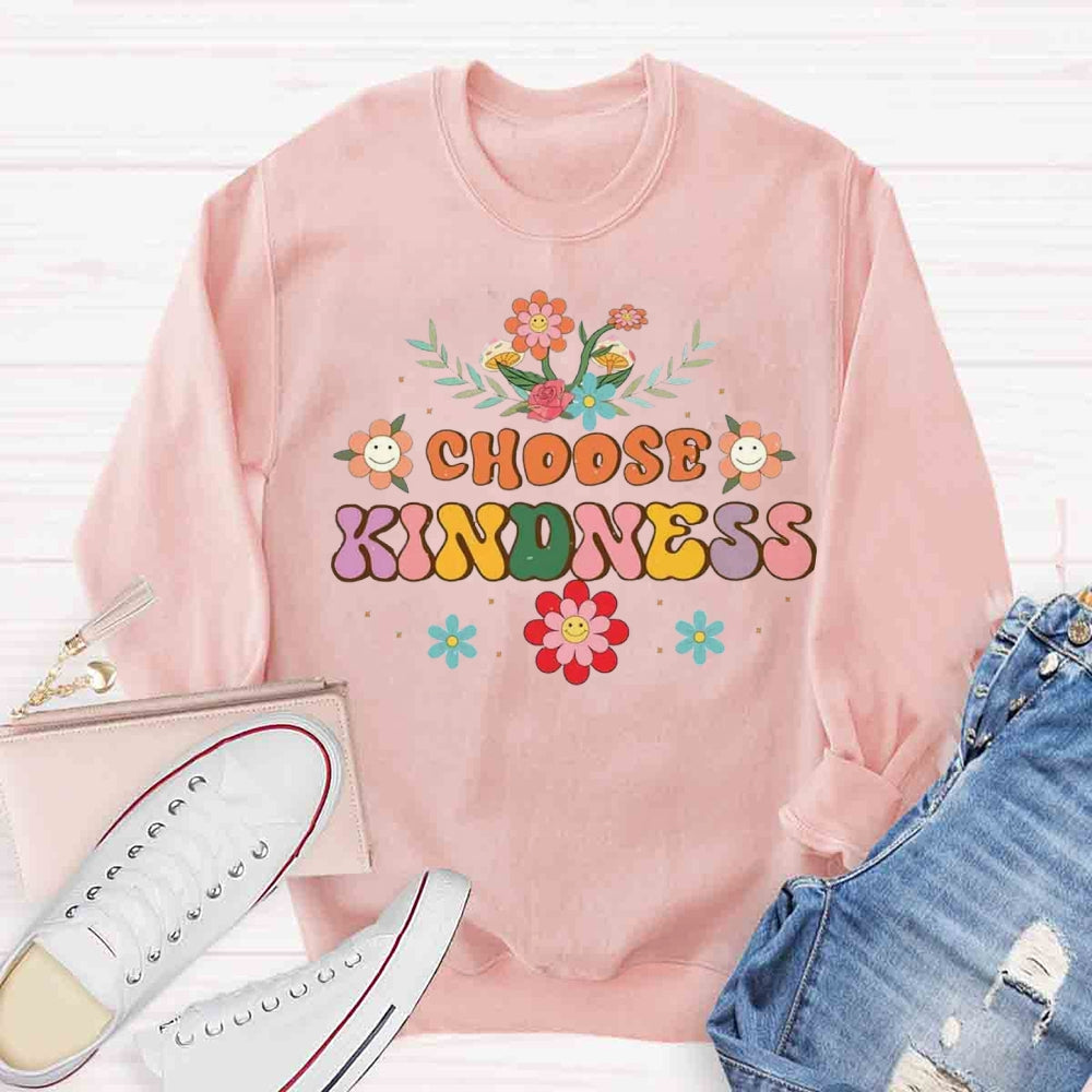 Choose Kindness Floral Face Sweatshirt