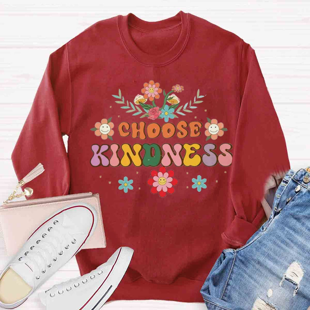 Choose Kindness Floral Face Sweatshirt