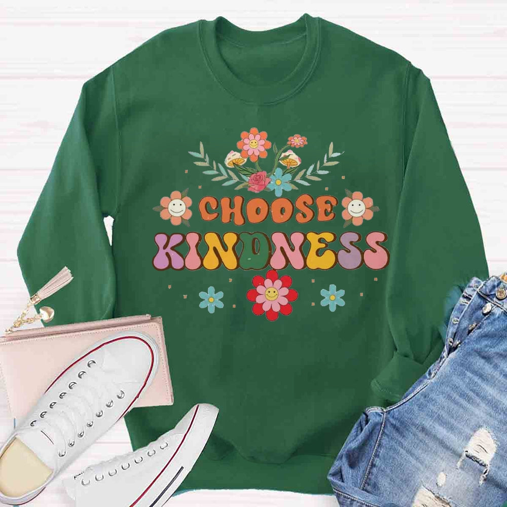 Choose Kindness Floral Face Sweatshirt