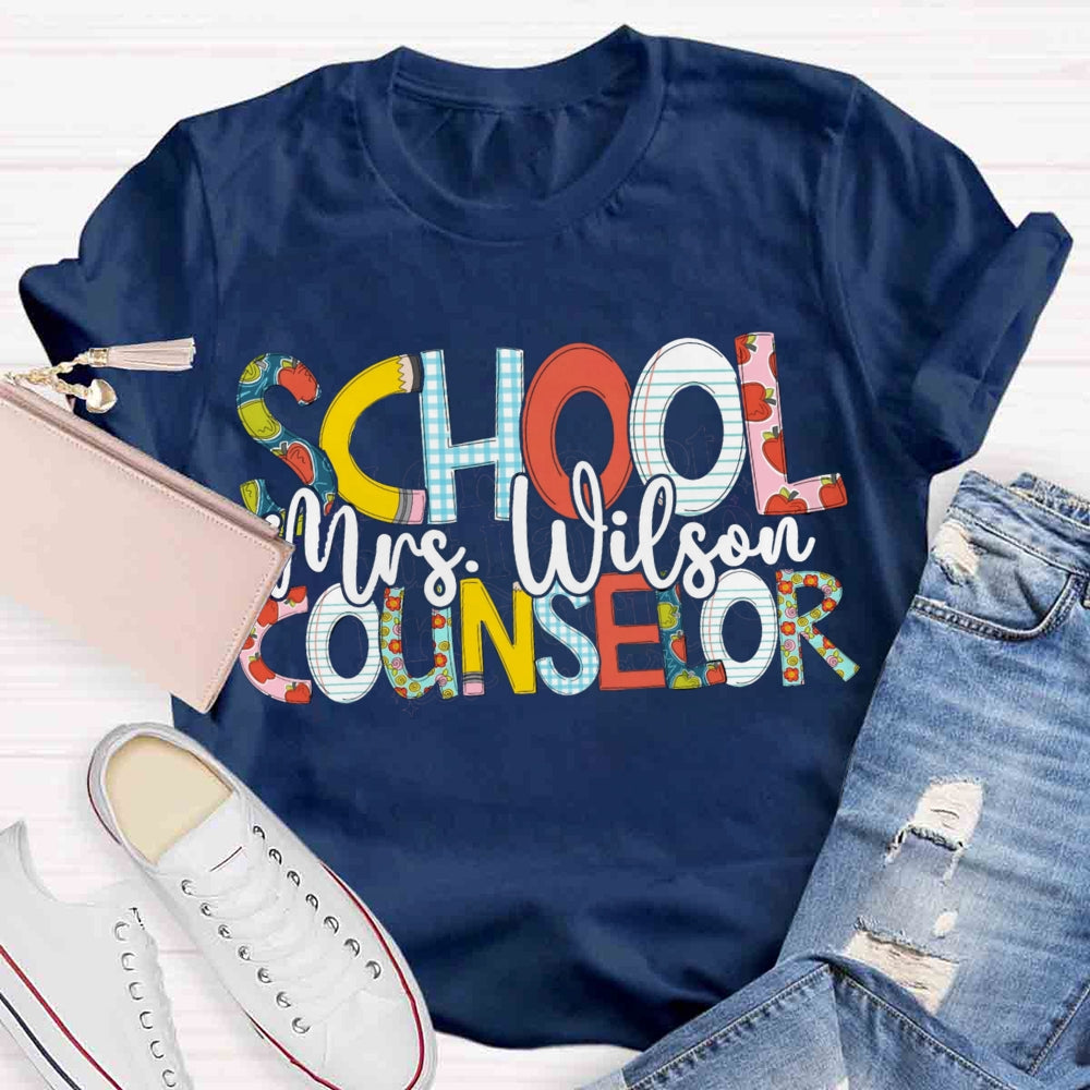 Personalized School Counselor Name T-shirt