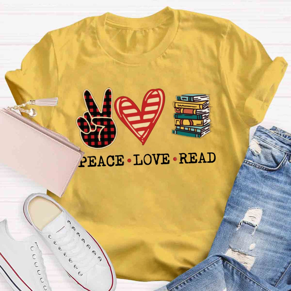 Peace Love Read T-shirt