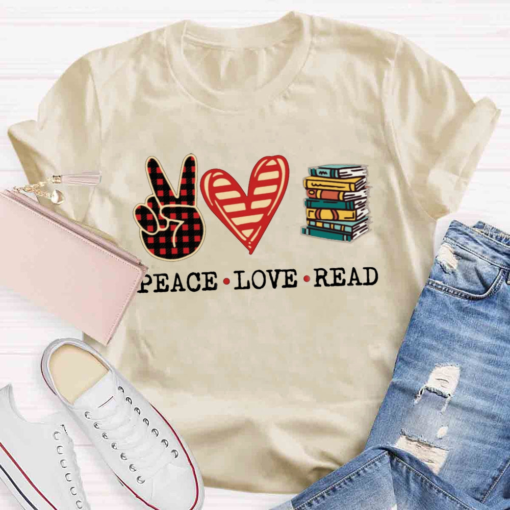 Peace Love Read T-shirt