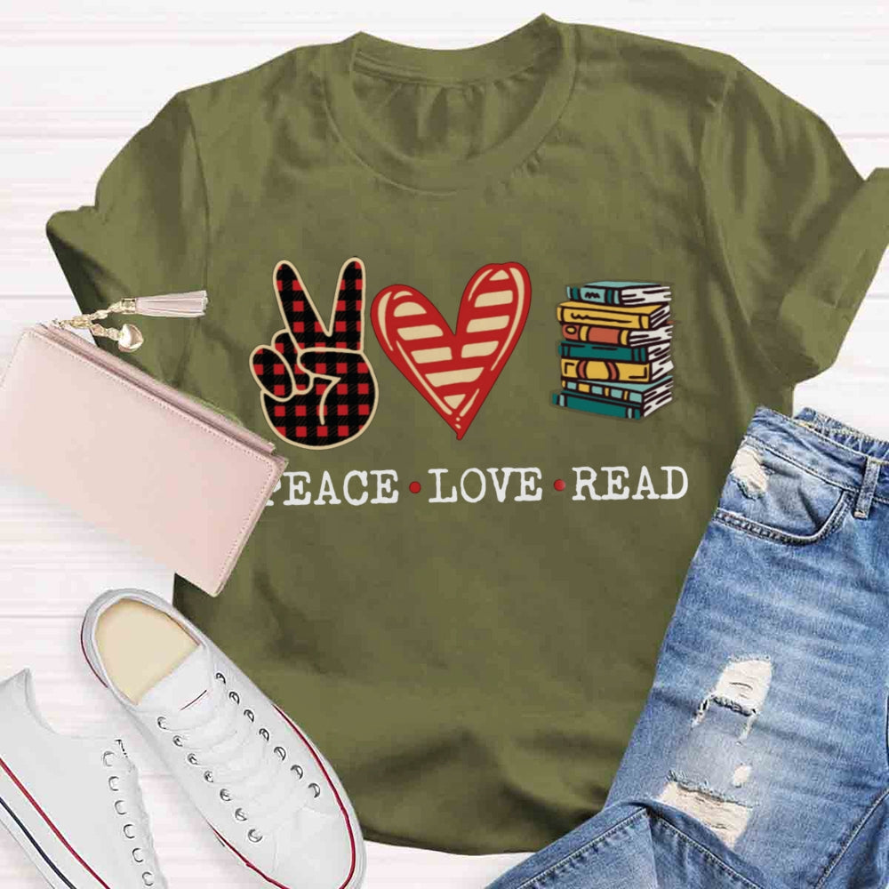 Peace Love Read T-shirt