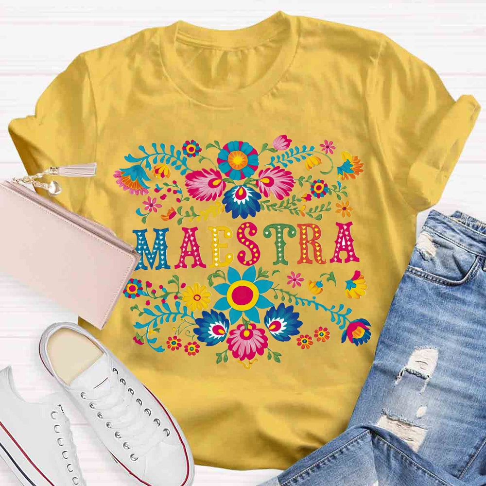 Retro Prints Maestra Spanish Teacher T-shirt