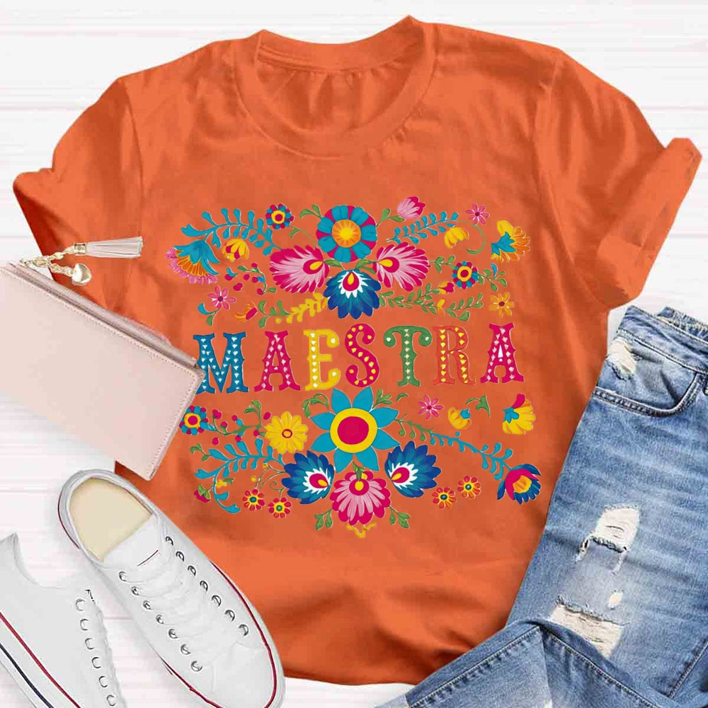 Retro Prints Maestra Spanish Teacher T-shirt