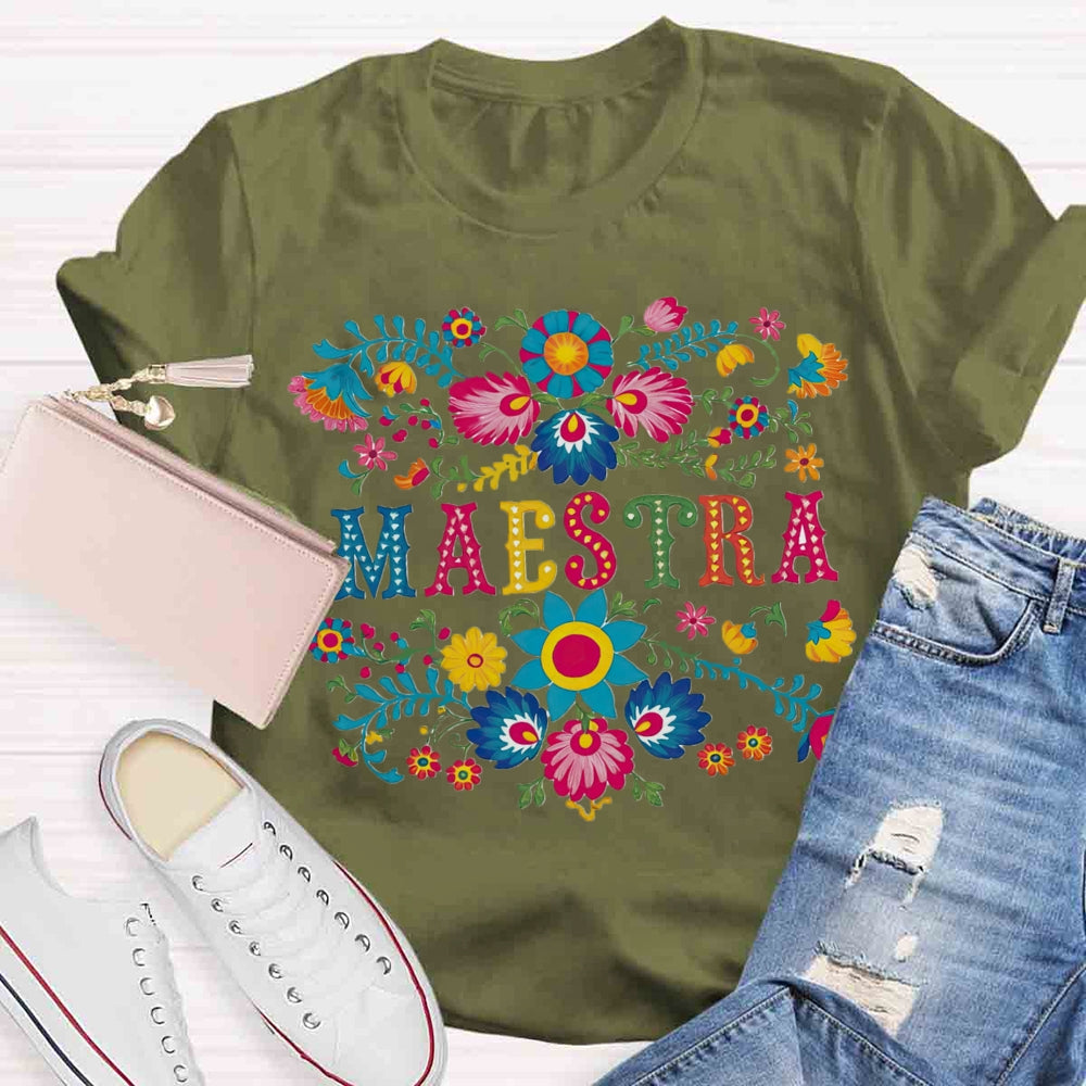 Retro Prints Maestra Spanish Teacher T-shirt