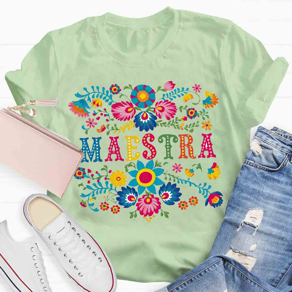 Retro Prints Maestra Spanish Teacher T-shirt