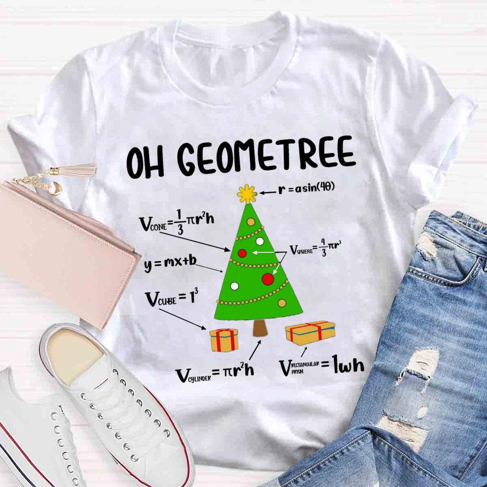 Oh Geometree Christmas Tree Funny Geometry Xmas Math T-Shirt