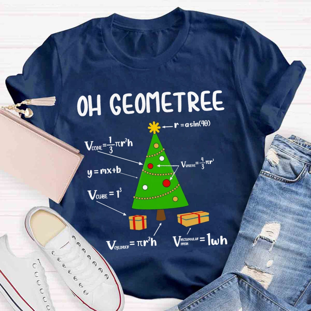 Oh Geometree Christmas Tree Funny Geometry Xmas Math T-Shirt