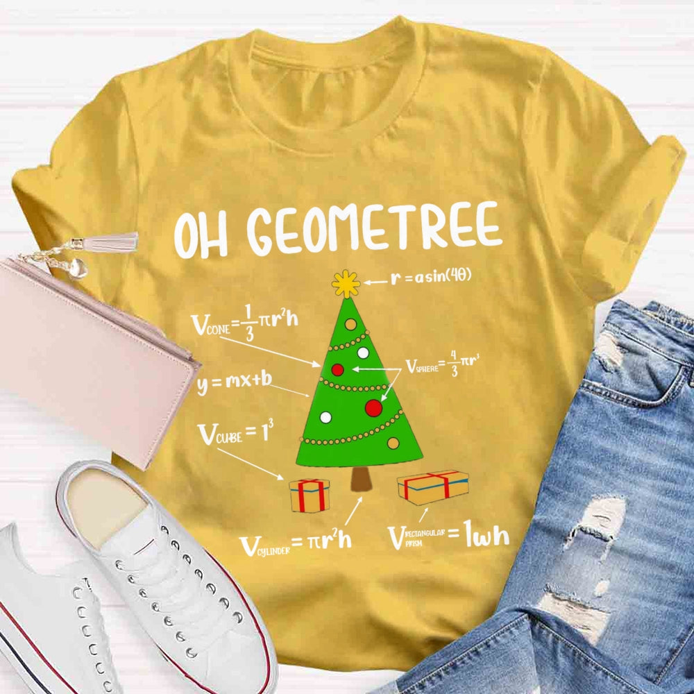 Oh Geometree Christmas Tree Funny Geometry Xmas Math T-Shirt