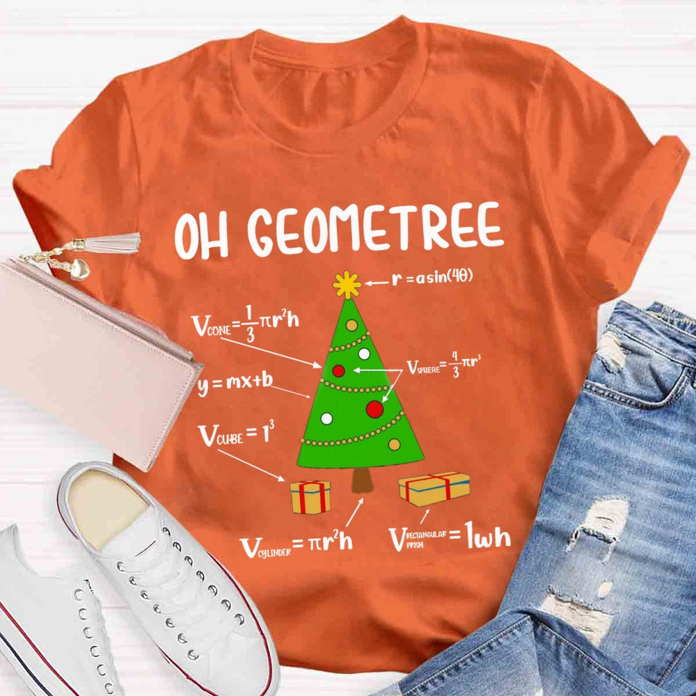 Oh Geometree Christmas Tree Funny Geometry Xmas Math T-Shirt