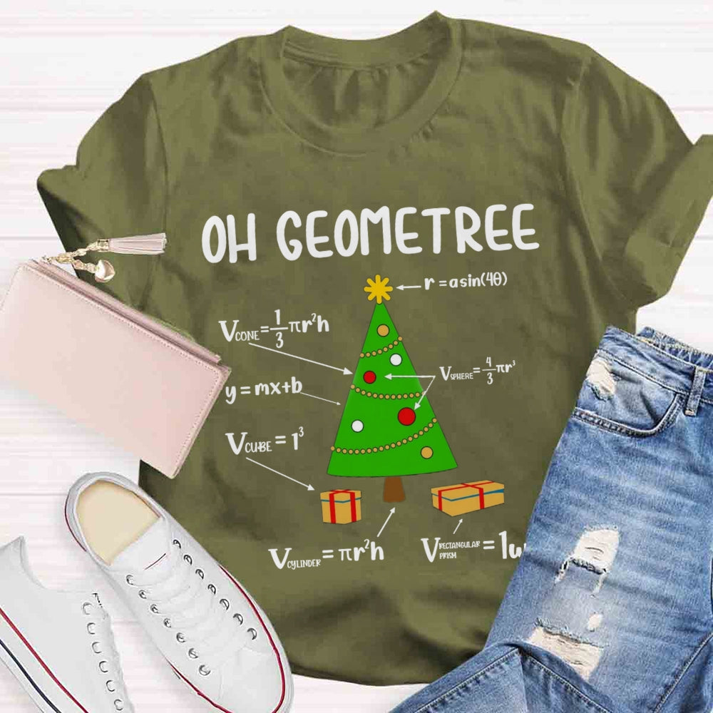 Oh Geometree Christmas Tree Funny Geometry Xmas Math T-Shirt