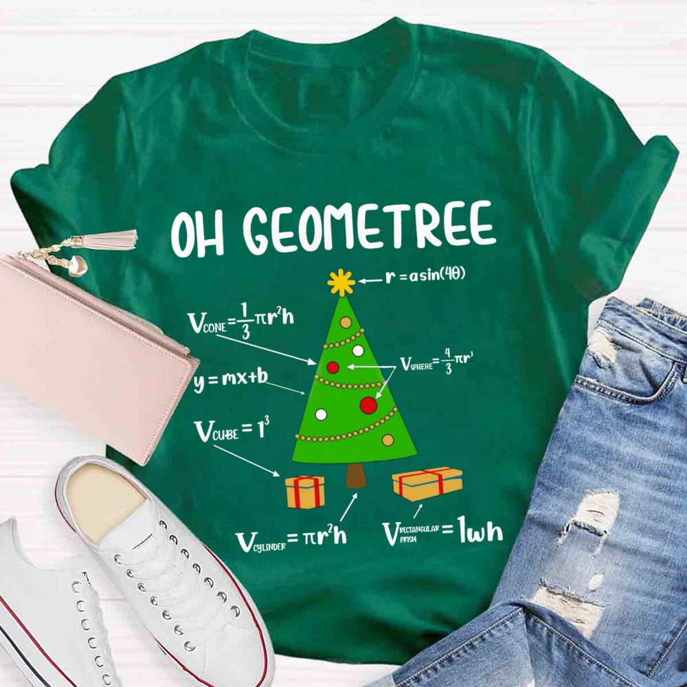 Oh Geometree Christmas Tree Funny Geometry Xmas Math T-Shirt