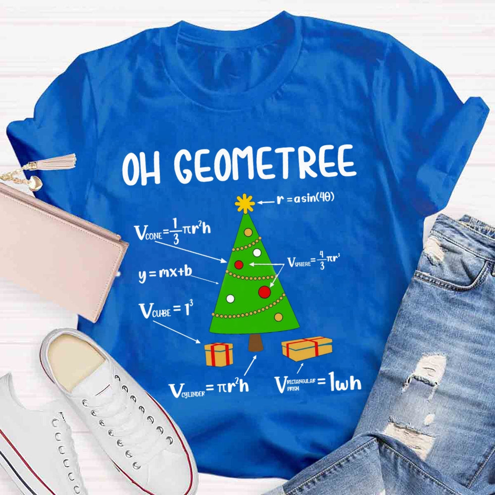 Oh Geometree Christmas Tree Funny Geometry Xmas Math T-Shirt