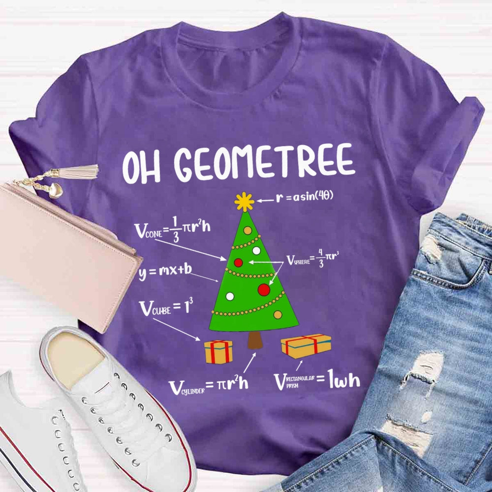 Oh Geometree Christmas Tree Funny Geometry Xmas Math T-Shirt