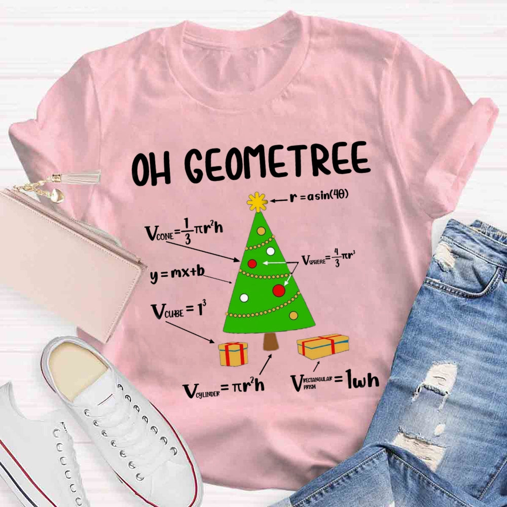 Oh Geometree Christmas Tree Funny Geometry Xmas Math T-Shirt