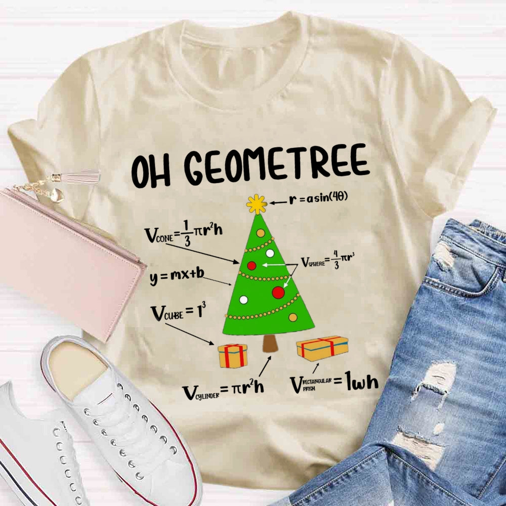 Oh Geometree Christmas Tree Funny Geometry Xmas Math T-Shirt