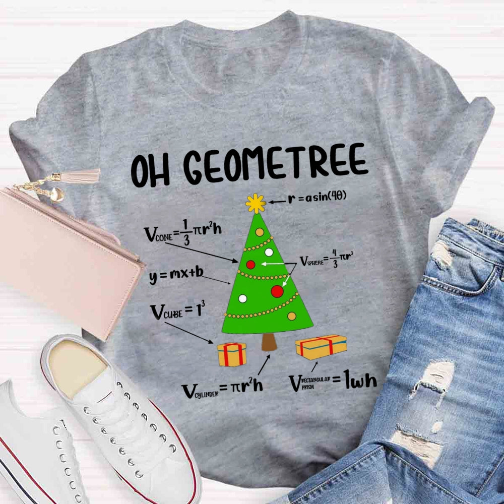 Oh Geometree Christmas Tree Funny Geometry Xmas Math T-Shirt