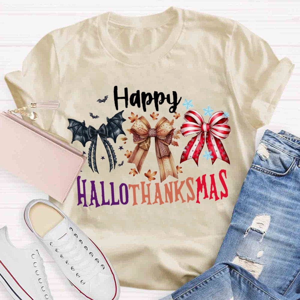 Merry Hallothanksmas Bow T-shirt