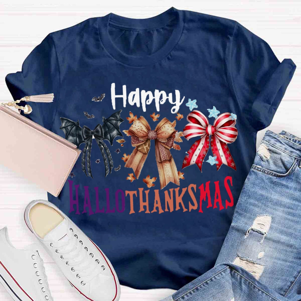 Merry Hallothanksmas Bow T-shirt