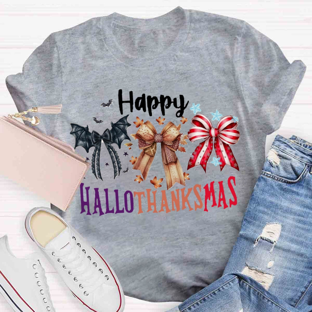 Merry Hallothanksmas Bow T-shirt