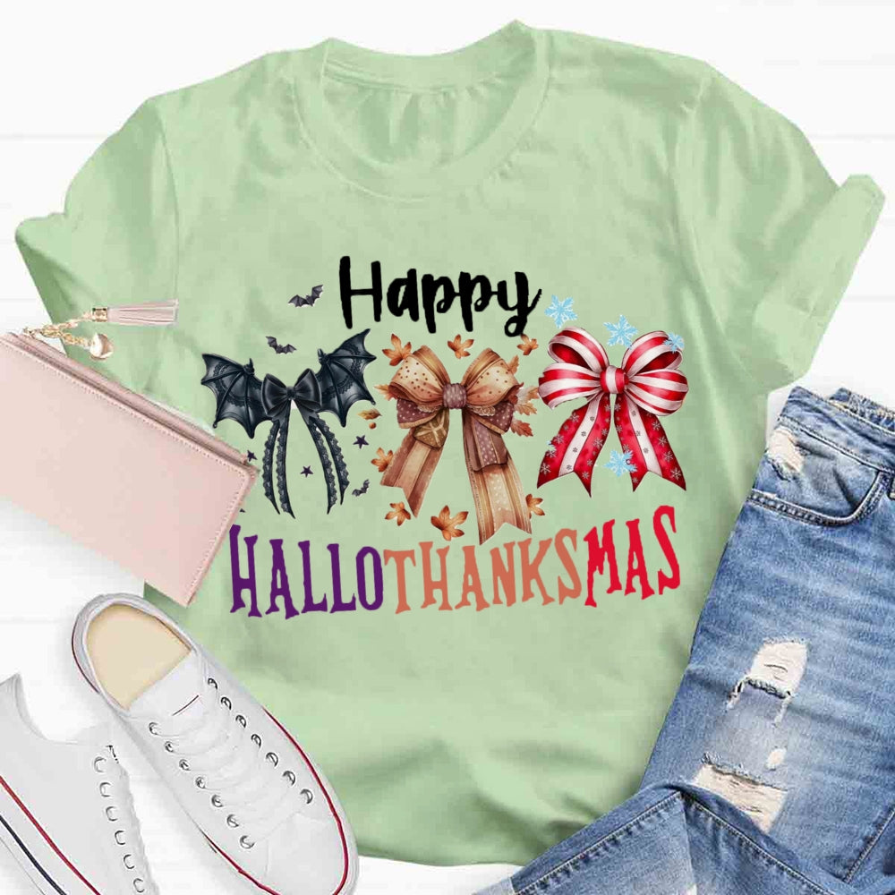 Merry Hallothanksmas Bow T-shirt