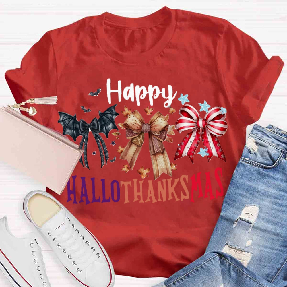 Merry Hallothanksmas Bow T-shirt