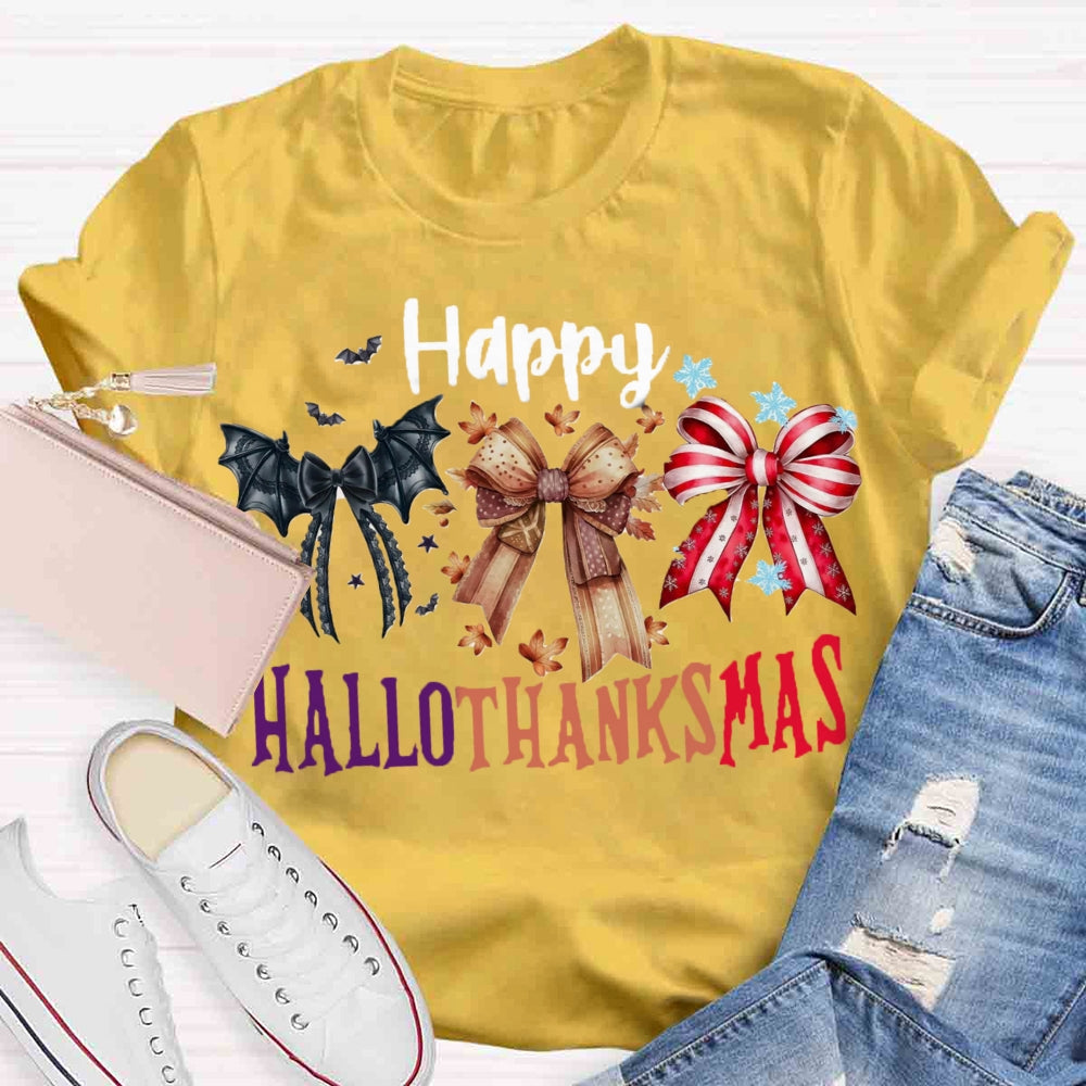 Merry Hallothanksmas Bow T-shirt