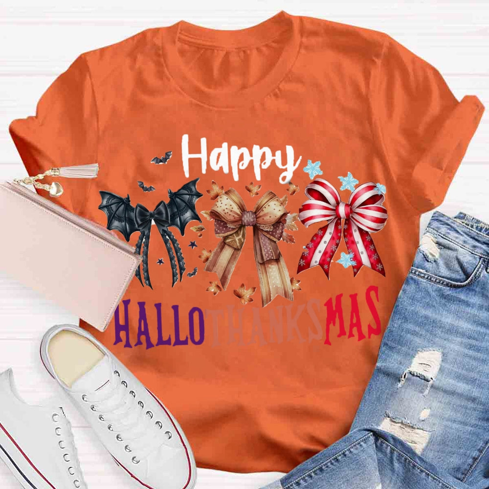 Merry Hallothanksmas Bow T-shirt