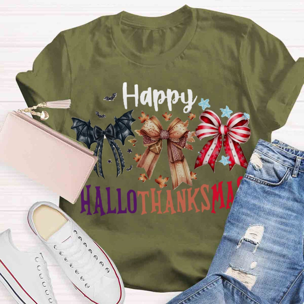 Merry Hallothanksmas Bow T-shirt