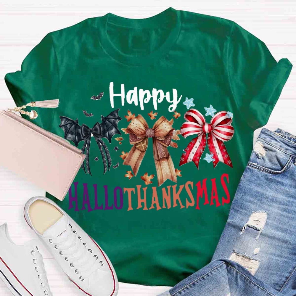 Merry Hallothanksmas Bow T-shirt