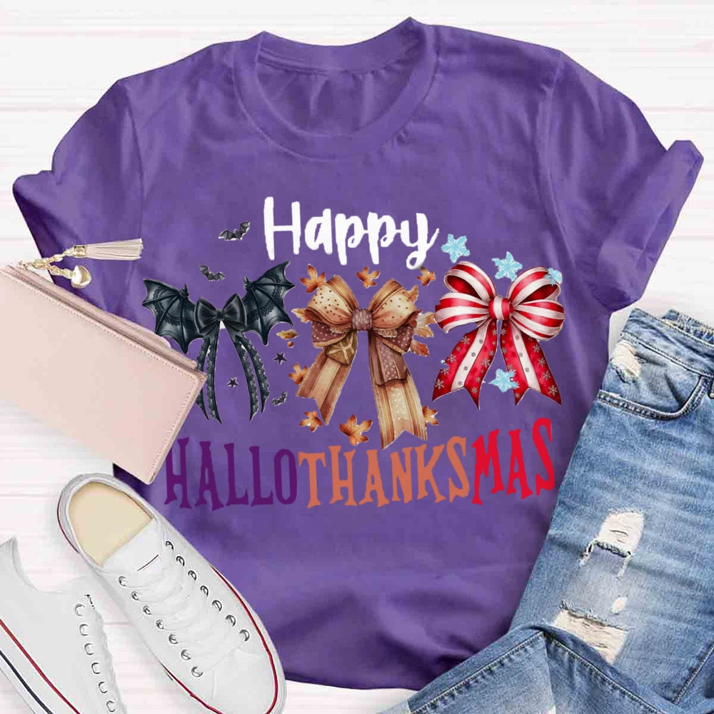 Merry Hallothanksmas Bow T-shirt