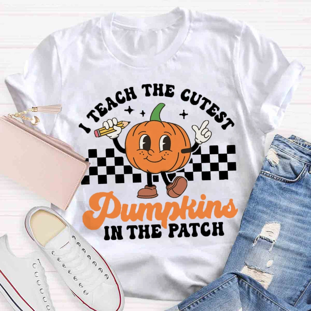 I Teach The Cutest Pumpkins In The Patch Groovy Teacher T-Shirt