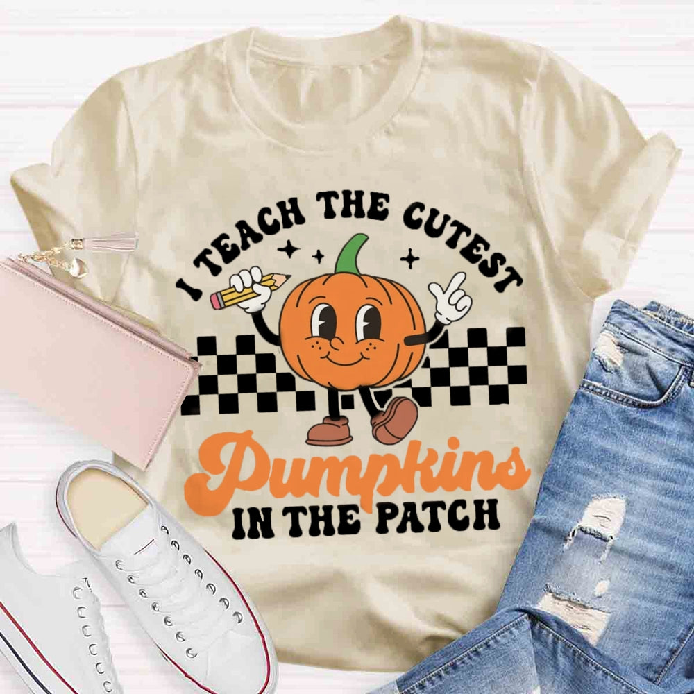 I Teach The Cutest Pumpkins In The Patch Groovy Teacher T-Shirt