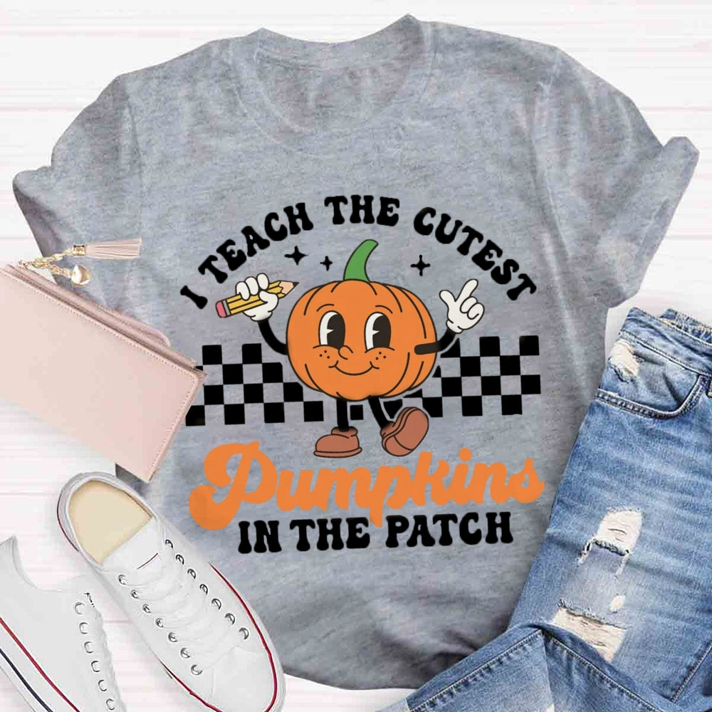 I Teach The Cutest Pumpkins In The Patch Groovy Teacher T-Shirt