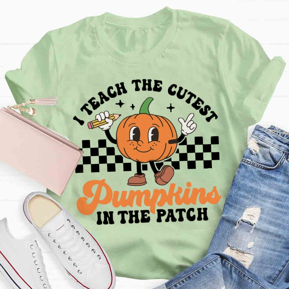 I Teach The Cutest Pumpkins In The Patch Groovy Teacher T-Shirt