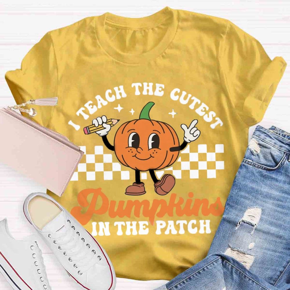 I Teach The Cutest Pumpkins In The Patch Groovy Teacher T-Shirt