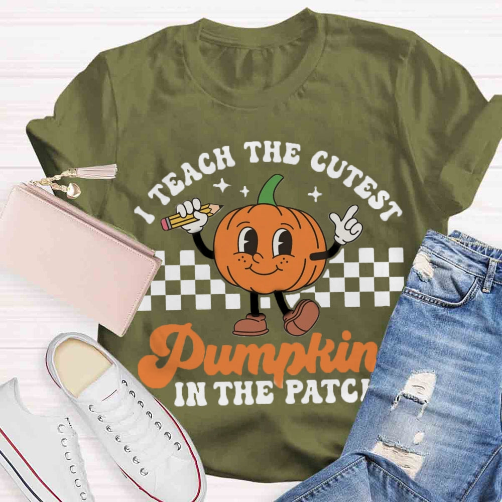 I Teach The Cutest Pumpkins In The Patch Groovy Teacher T-Shirt