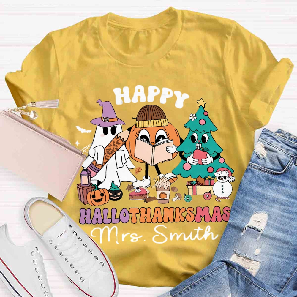 Personalized Name Hallothanksmas T-shirt