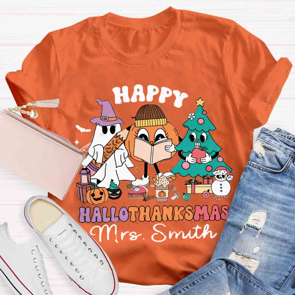 Personalized Name Hallothanksmas T-shirt