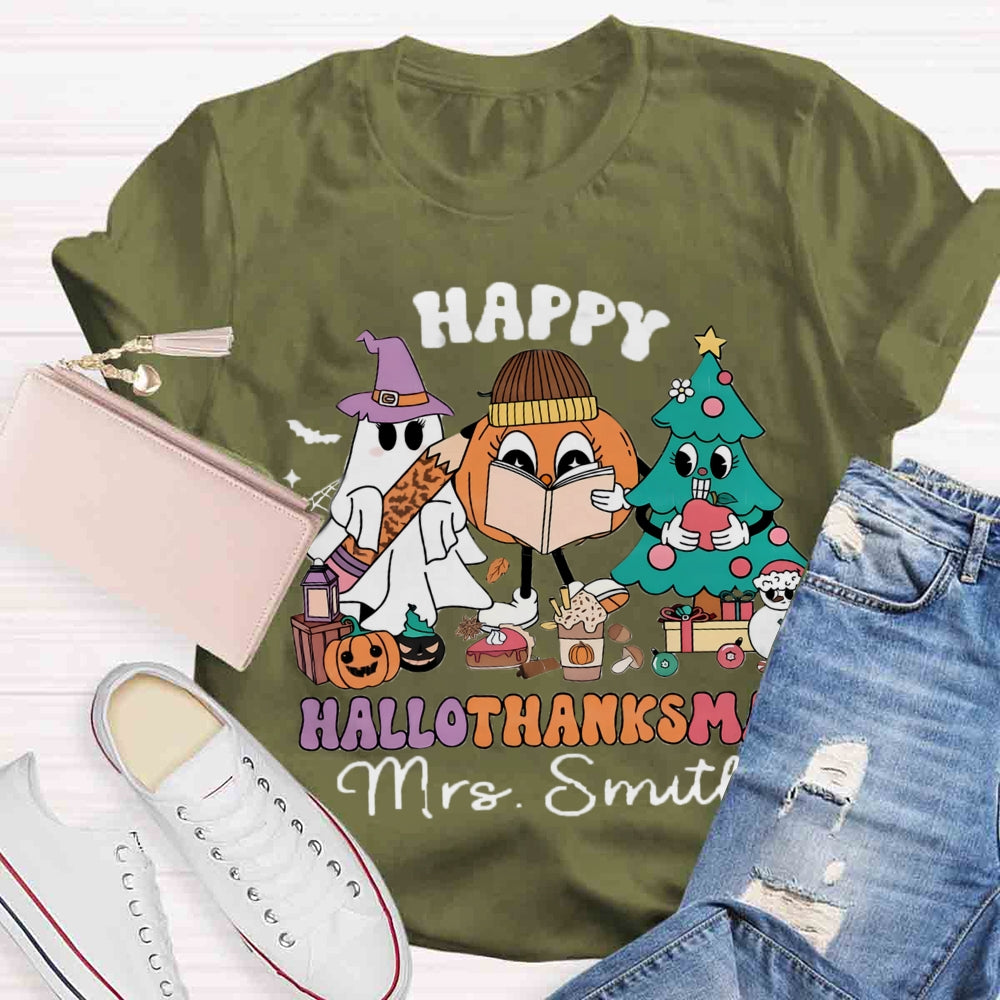 Personalized Name Hallothanksmas T-shirt