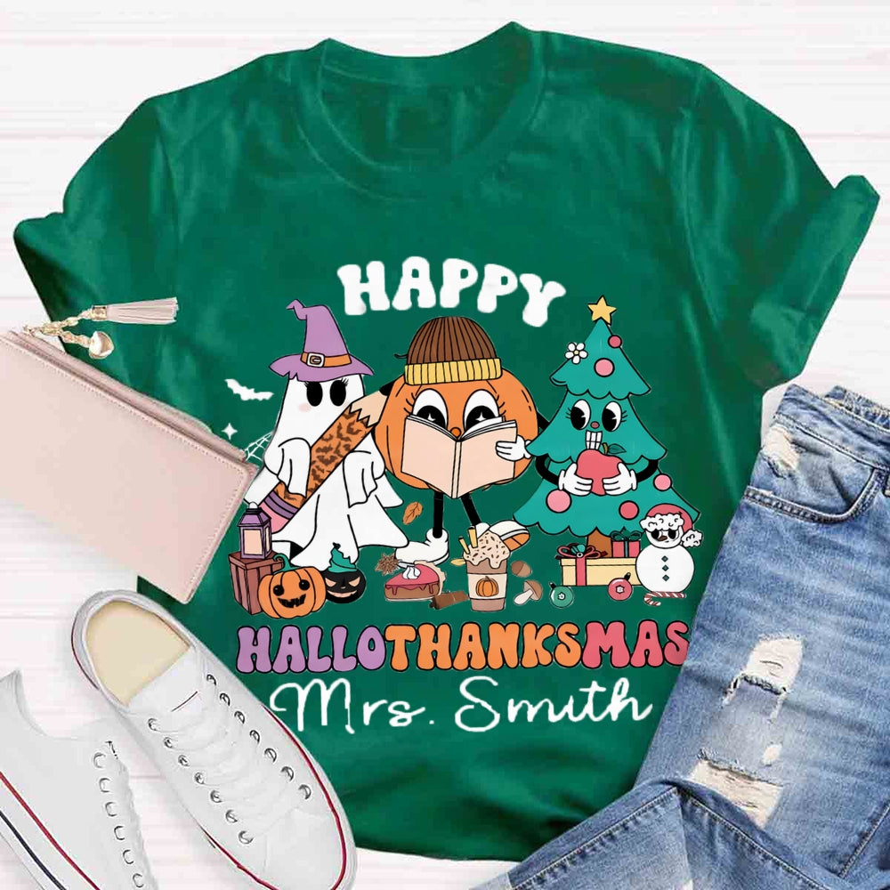 Personalized Name Hallothanksmas T-shirt