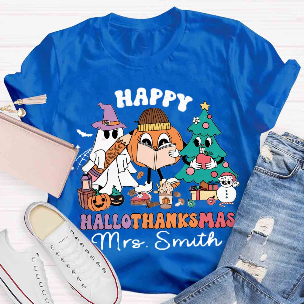 Personalized Name Hallothanksmas T-shirt