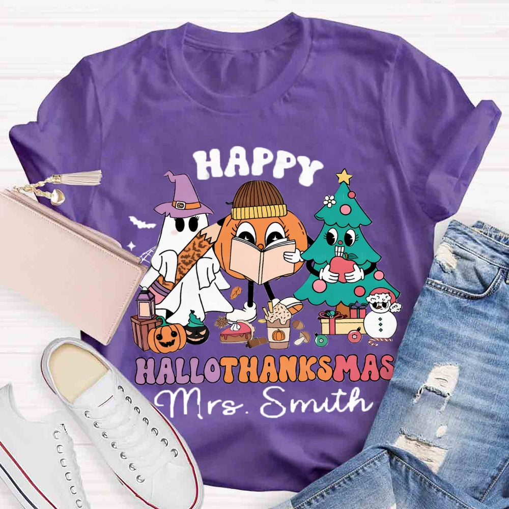 Personalized Name Hallothanksmas T-shirt