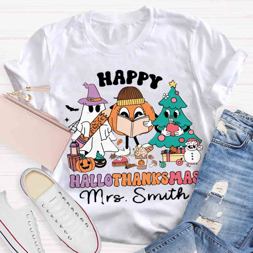 Personalized Name Hallothanksmas T-shirt