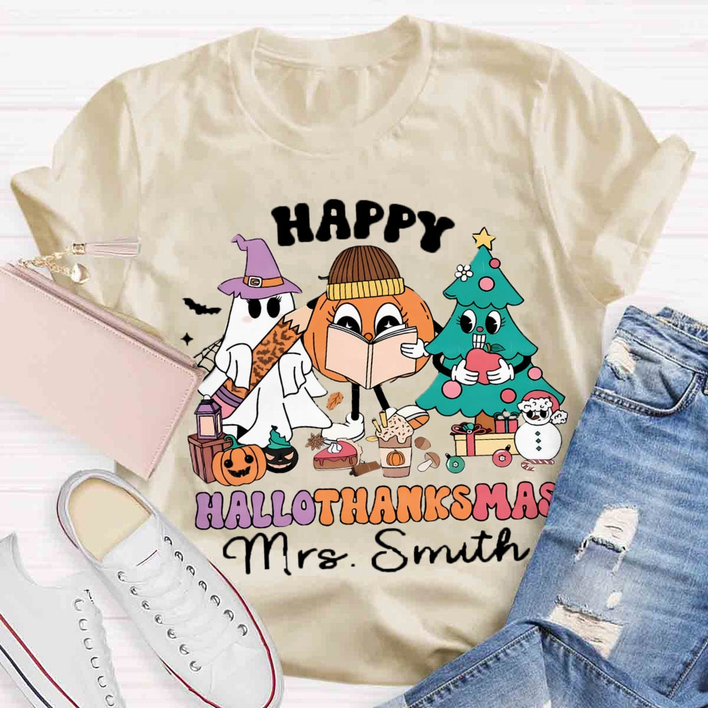 Personalized Name Hallothanksmas T-shirt