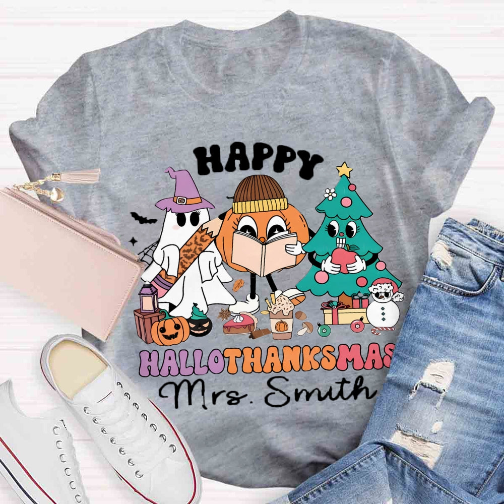 Personalized Name Hallothanksmas T-shirt