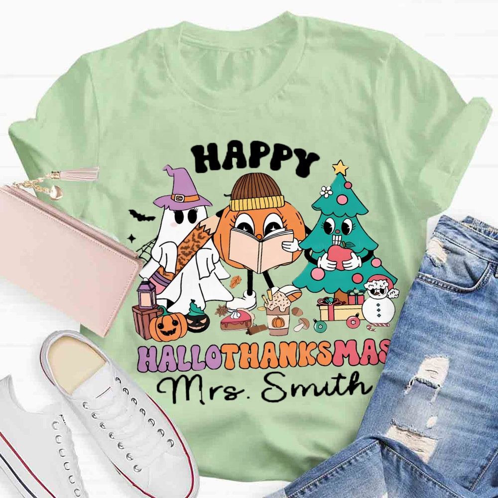 Personalized Name Hallothanksmas T-shirt